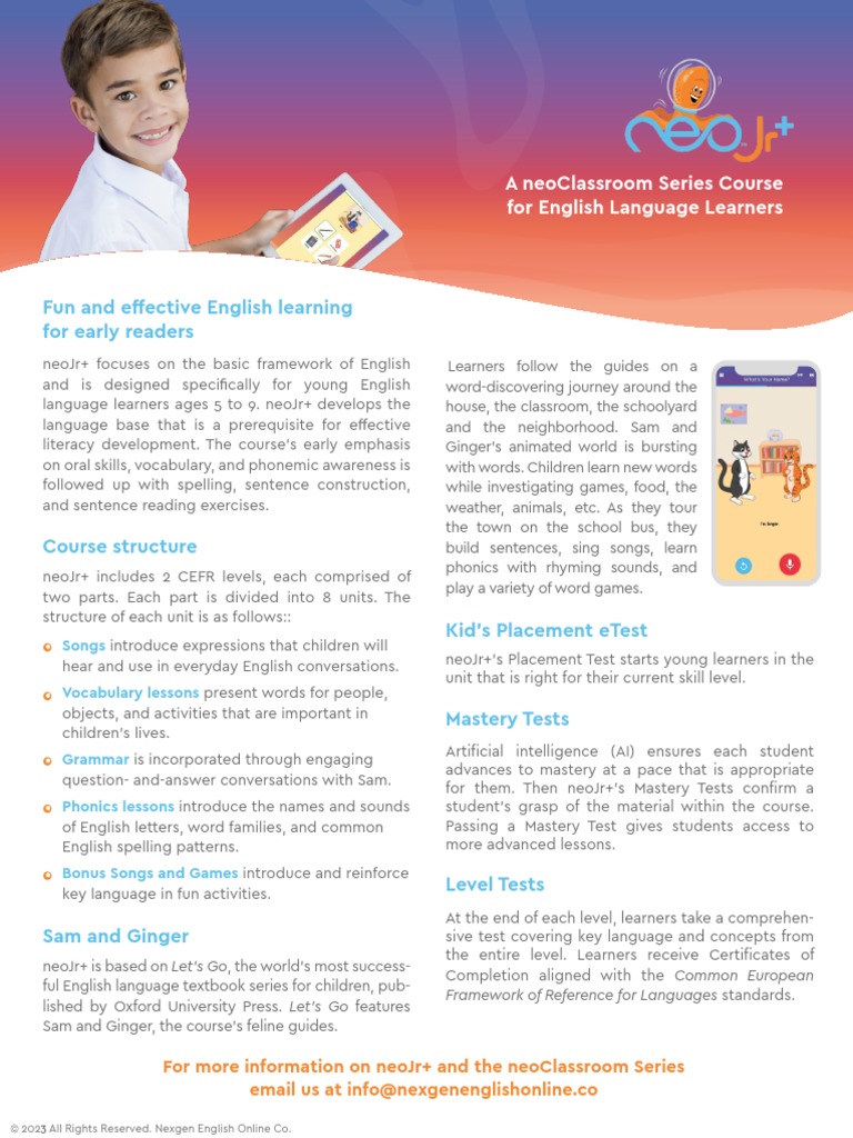 Neojr Course Leaflet | PDF | Phonics | English Language