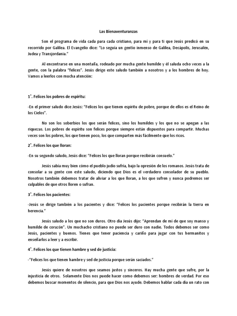 Bienaventuranzas: Camino a la Felicidad | PDF | Jesús | Bienaventuranzas