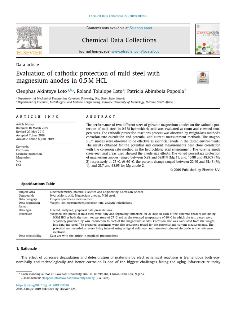 Magnesium Anodes for Steel Corrosion Protection | PDF | Corrosion ...