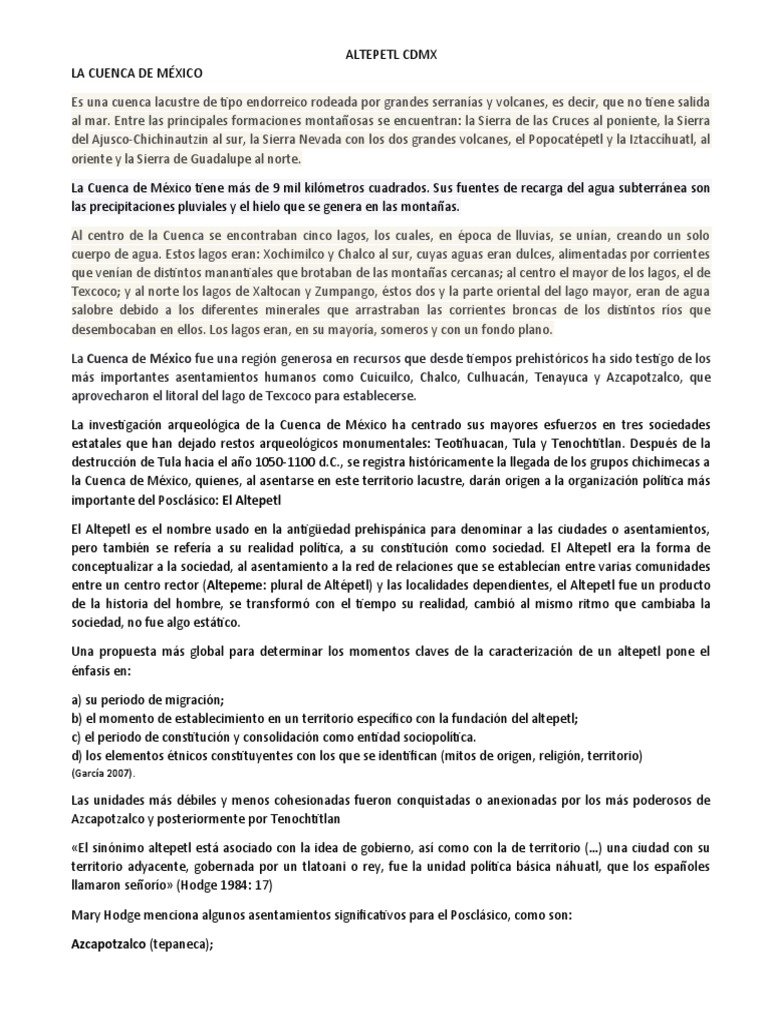 Altepetl Mexico PDF Mesoamérica Pueblos indígenas de América Central