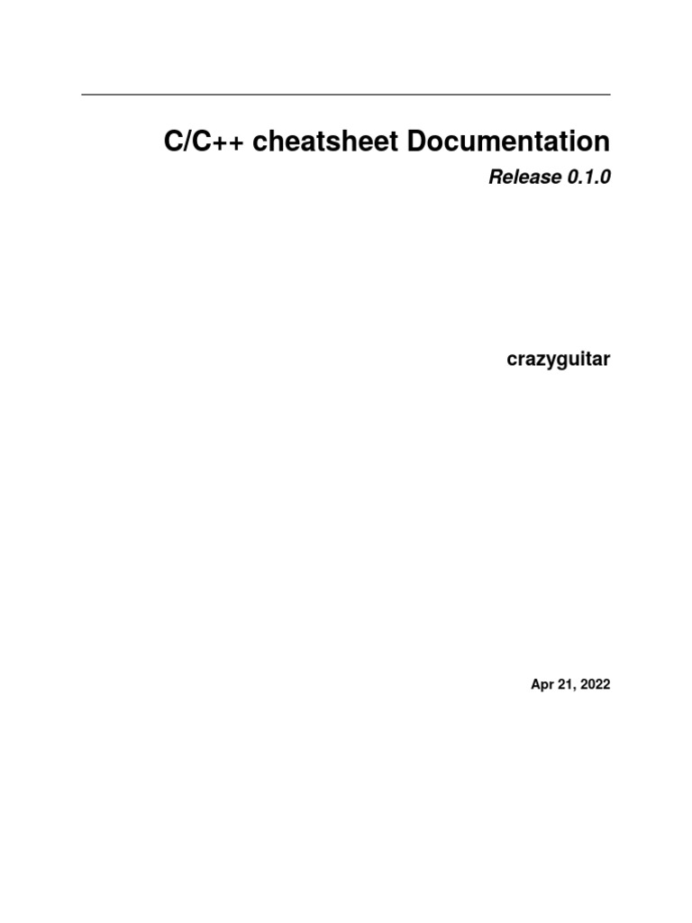 C/C++ Cheatsheet Documentation: Release 0.1.0 | PDF | Pointer (Computer ...