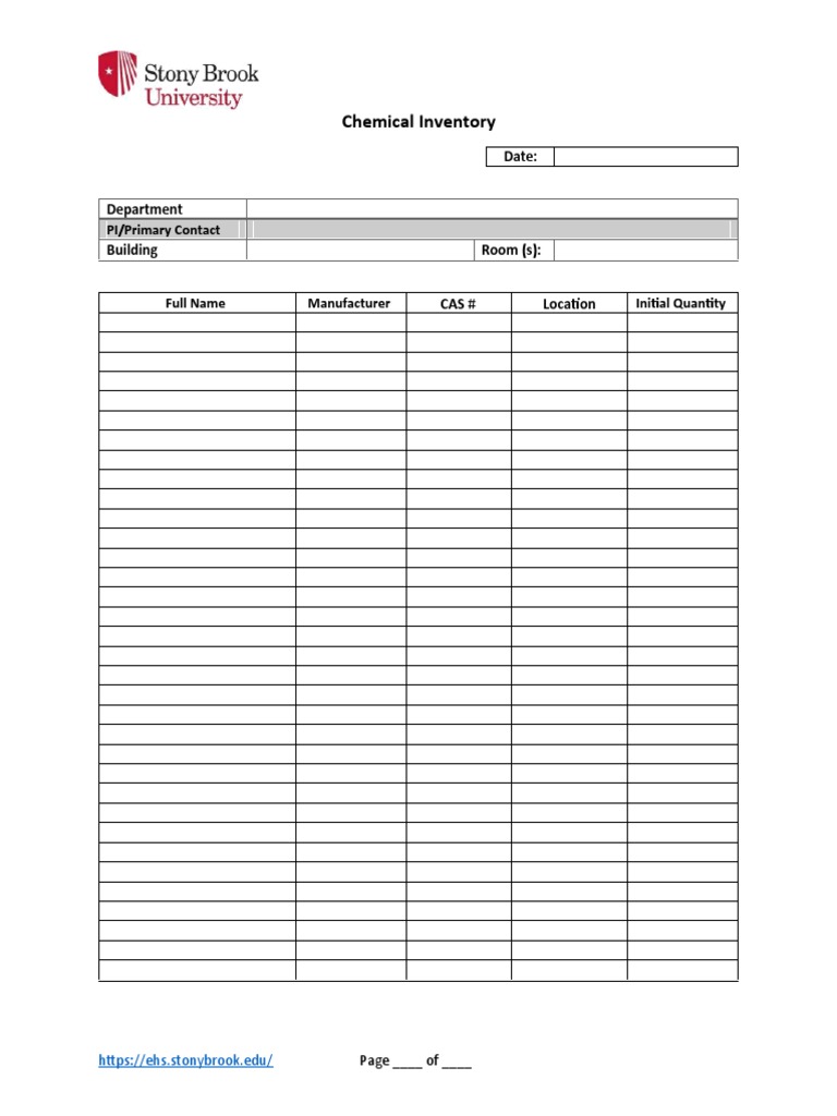 Chemical Inventory Form PDF