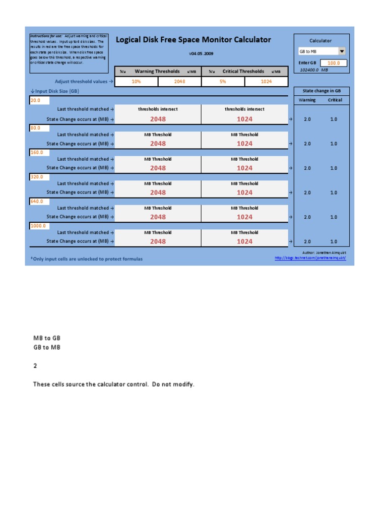 Logical Disk Space Monitor Calculator | PDF | Computer Hardware ...