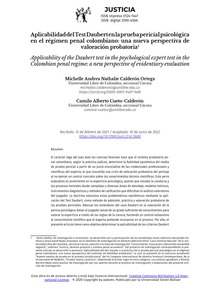 Test Daubert en Colombia | PDF