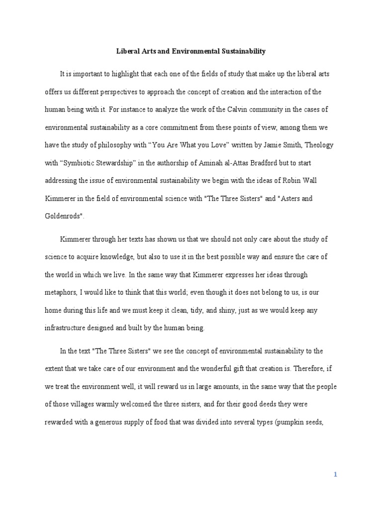 Liberal Arts and Environmental Sustainability | PDF