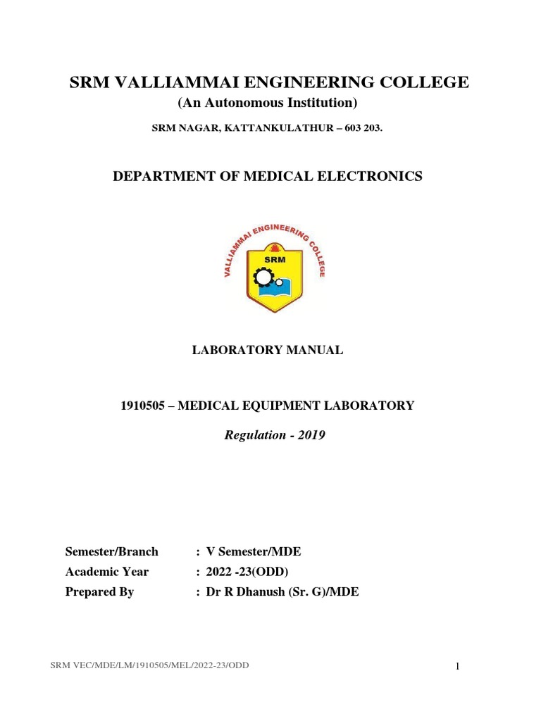 Medical Equipment Laboratory Manual PDF Data Acquisition