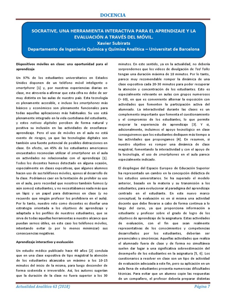 Ventajas y desventajas de Socrative | PDF | Maestros | Enseñando