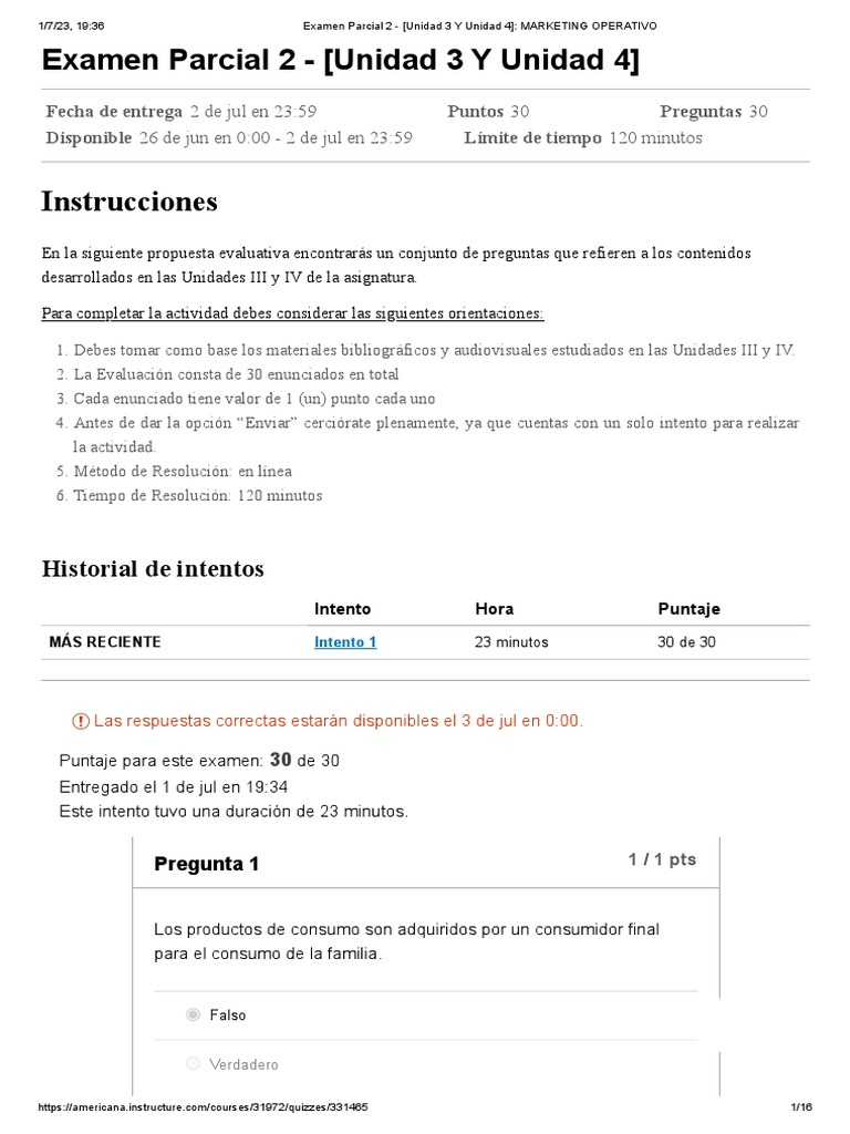 Examen Parcial 2: Marketing Operativo | PDF | Marketing | Producto ...