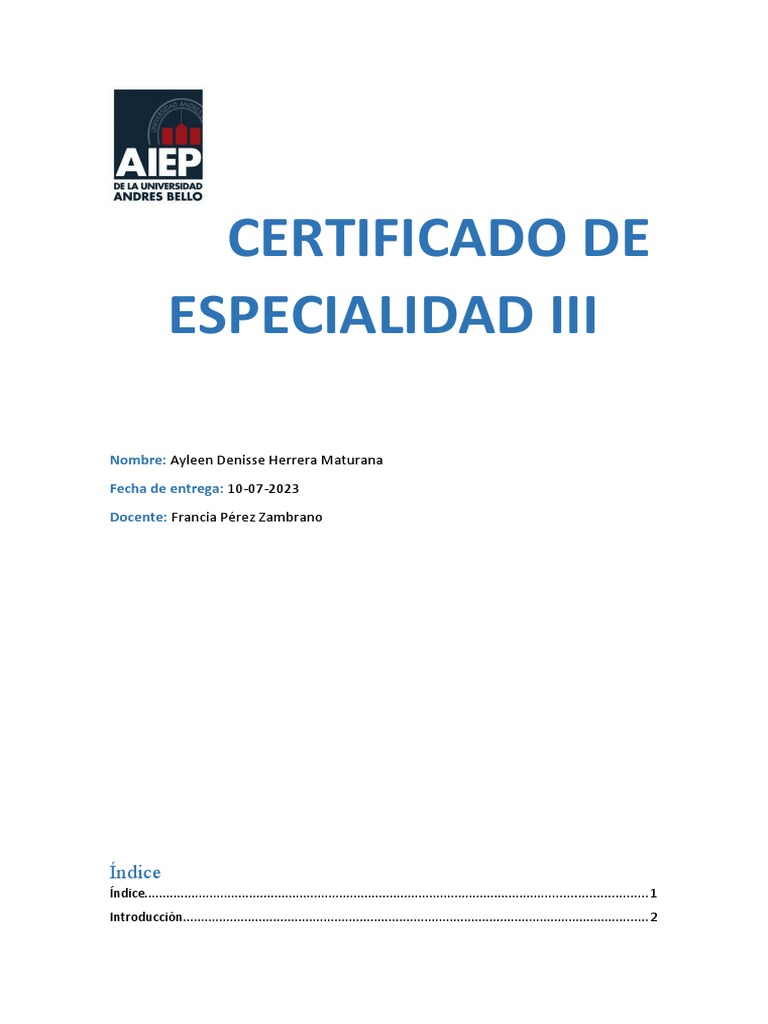 Trabajo De Certificado De Especialidad Iii Pdf La Seguridad