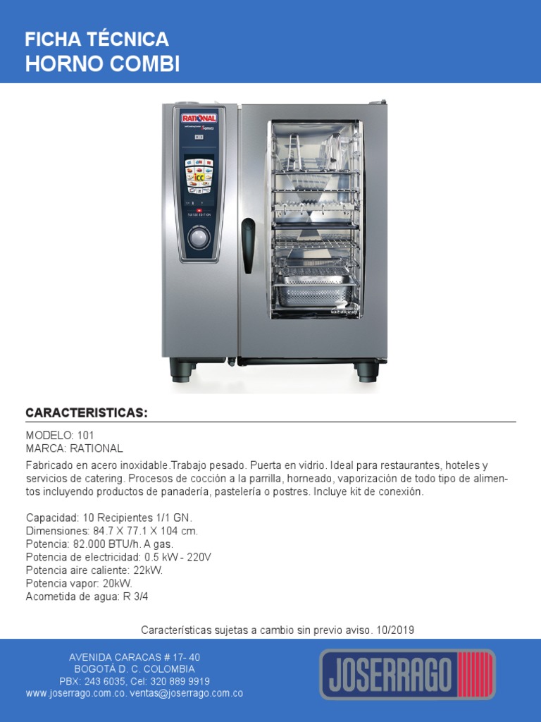 Ficha Técnica Horno Combi Rational 101 | PDF | Materiales