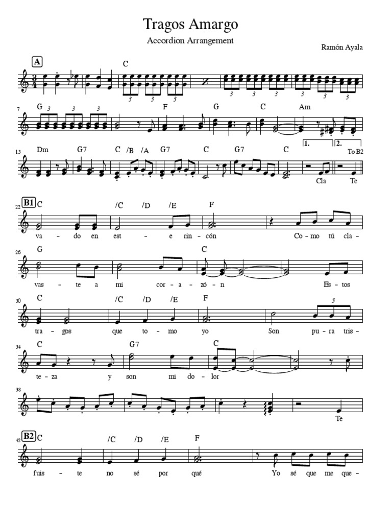 Acordes y Notas de Tragos Amargos | PDF