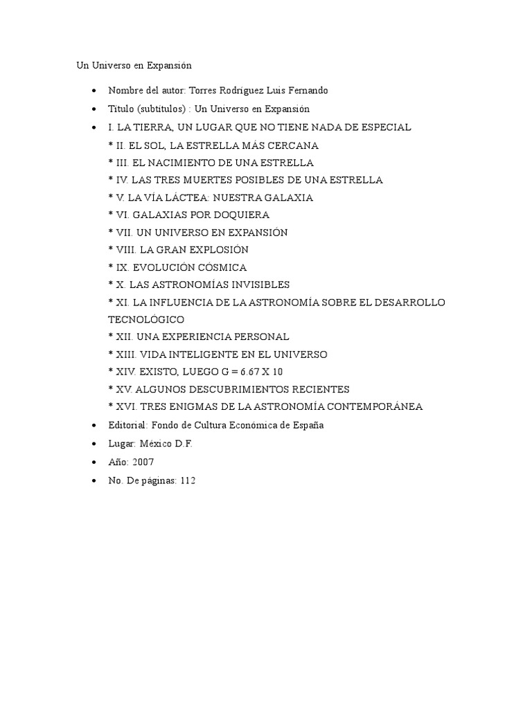 Resumen de "Un Universo en Expansión" | PDF | Universo | Dom