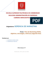 Plan de Marketing (FODA, Objetivos, Estrategias, Métricas) (Segunda Fase)