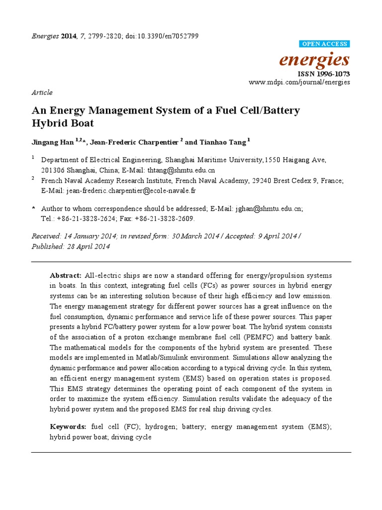 An Energy Management System of A Fuel CellBattery Hybrid Boat (2014) | PDF