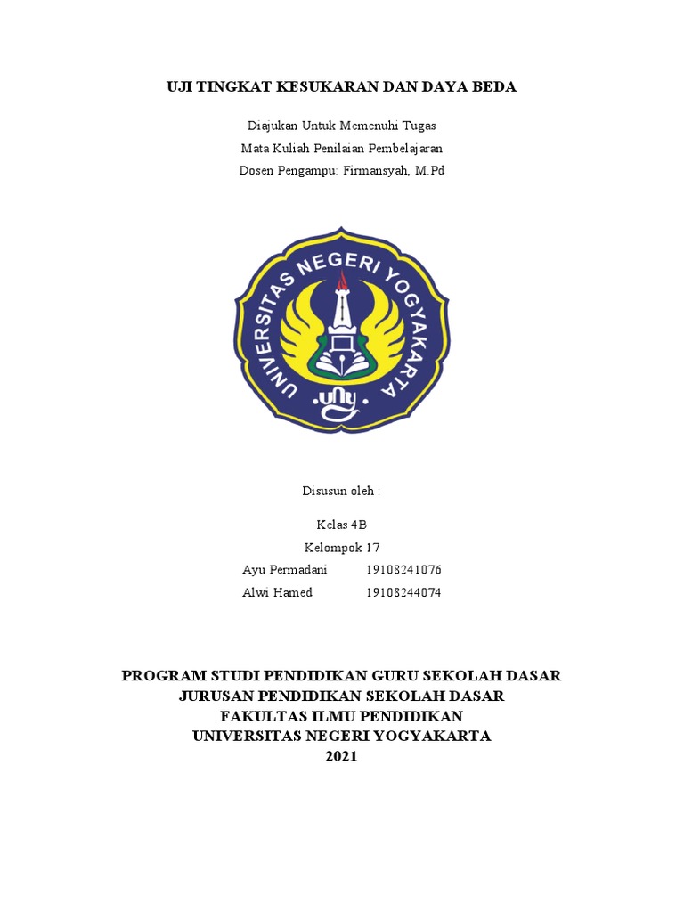 4b kelompok 17 uji tingkat kesukaran dan daya beda pdf