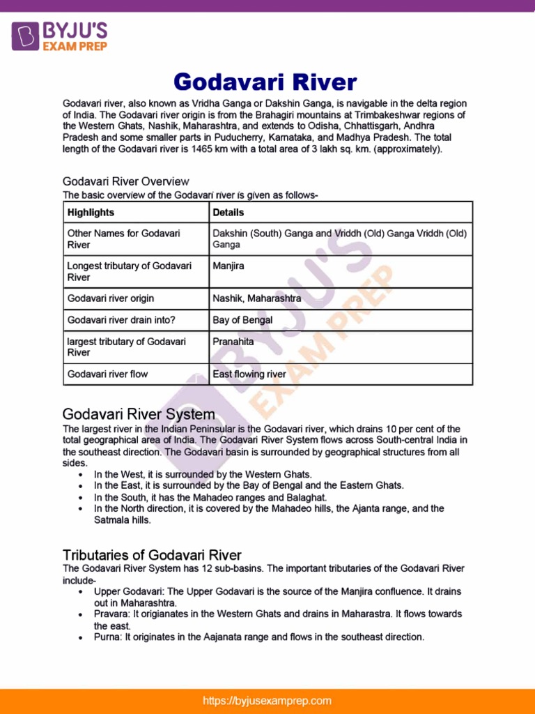 Godavari River Upsc Notes 12 PDF Landscape Geography
