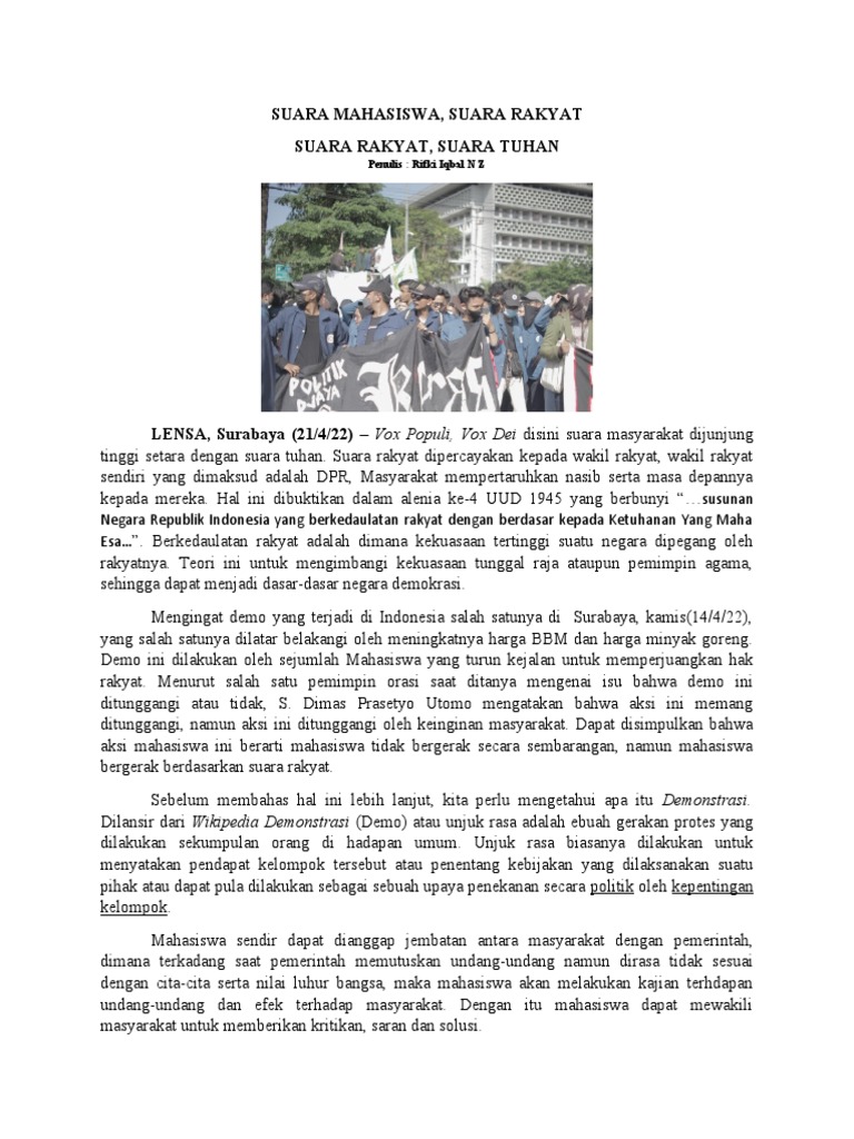 Peran Mahasiswa dalam Suara Rakyat | PDF