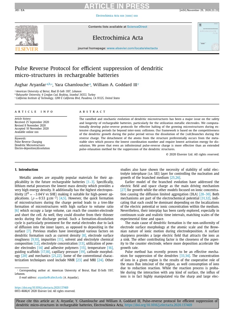 Pulse Reverse Protocol in Batteries | PDF | Diffusion | Lithium Ion Battery
