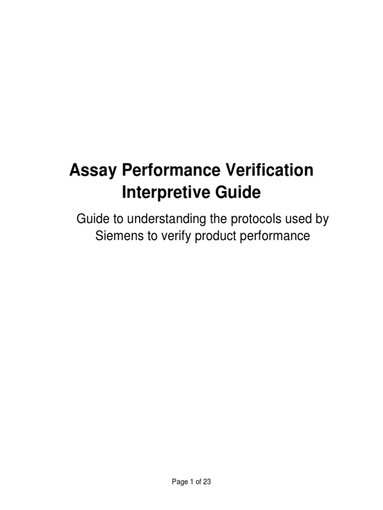 Siemens Verfication Customer Assay Guide | PDF