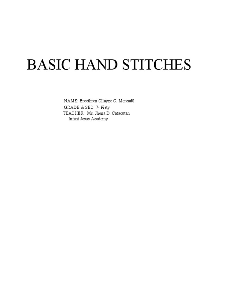 Basic Hand Stitches PDF