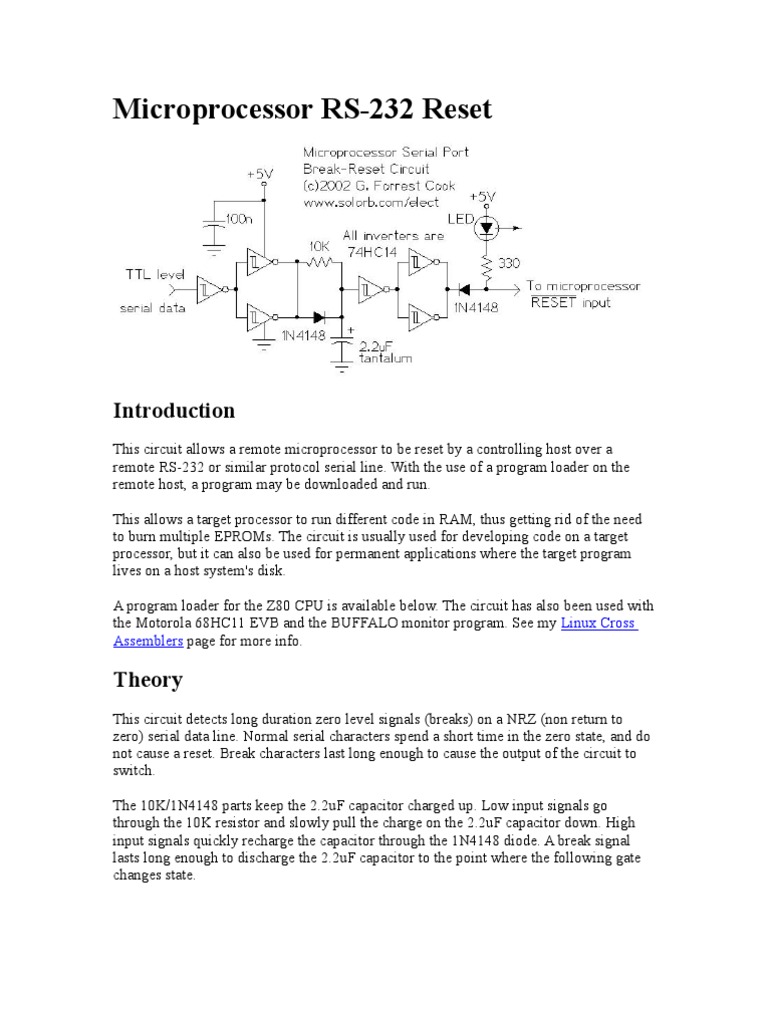 Microprocessor RS232 Reset | PDF