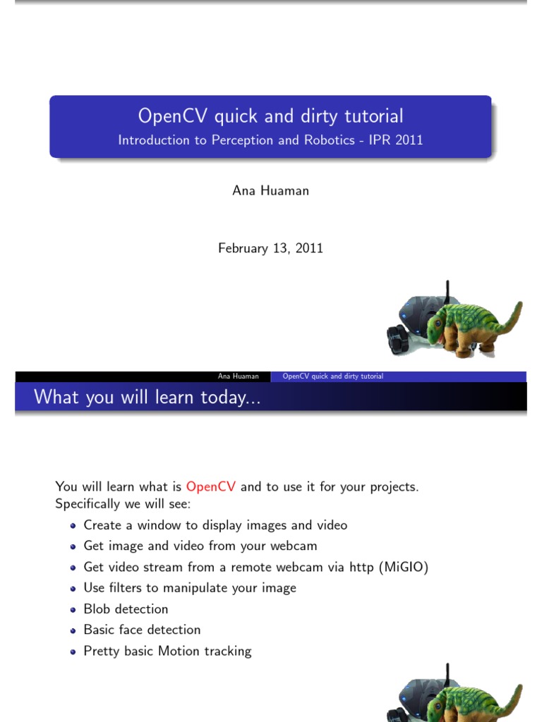 Opencv Quick and Dirty Tutorial: Introduction To Perception and ...