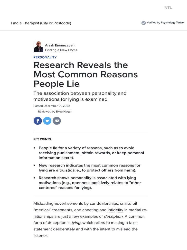 Three Common Reasons People Lie – FRGIY