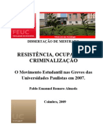 Resistência, Ocupação e Criminalização: Dissertação de Mestrado de Pablo Almada