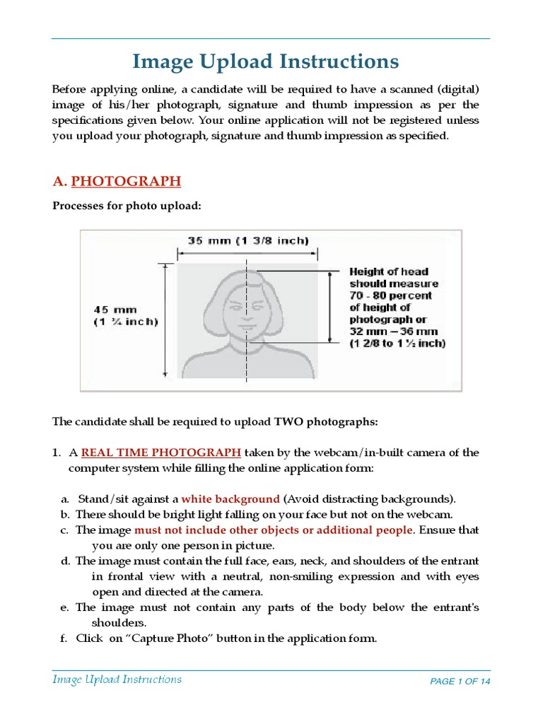 Photo Upload Guidelines for Applications | PDF | Image Scanner | Photograph