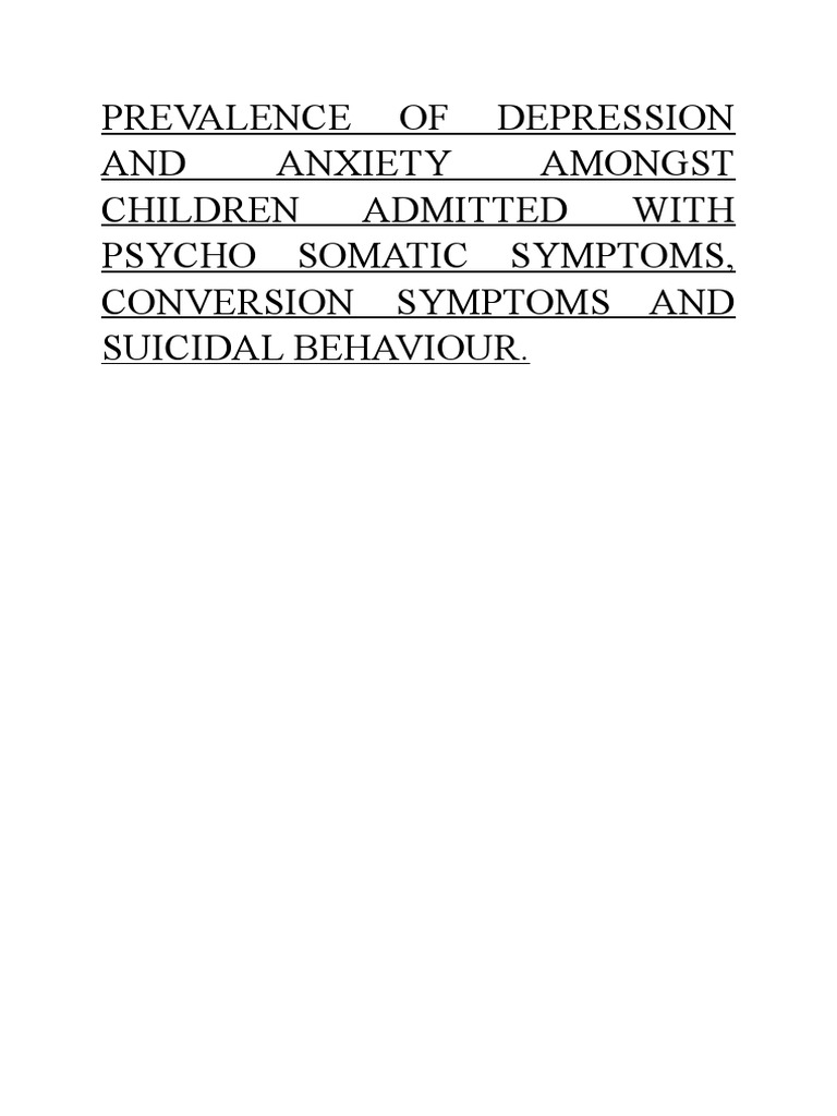 Prevalence of Depression and Anxiety Among Children Presenting With ...