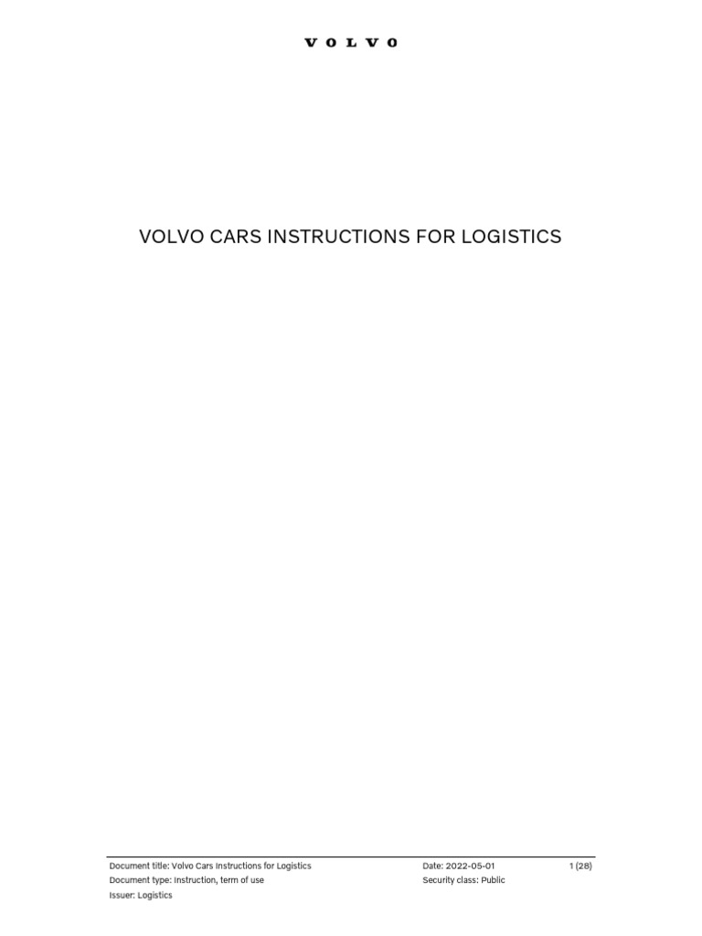 Volvo - Cars - Instructions For Logistics - revLWR - 20230207 | PDF