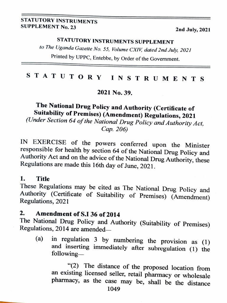 NDPA CertificateofSuitabilityofPremisesAmendmentRegulations 2021 PDF