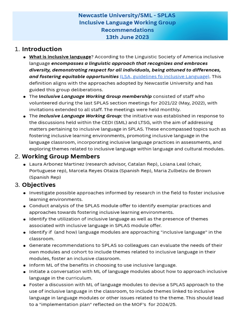 Inclusive Language - Report and Recommendations | PDF | Inclusion ...