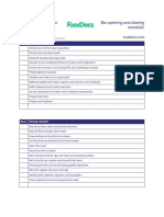 Fooddocs - Bar Opening and Closing Checklist