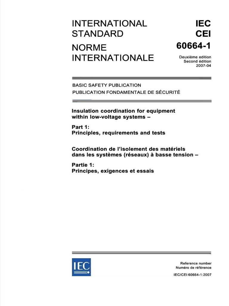 Iec 60664 1 Insulation Coordination For Equipment Within LV System PDF