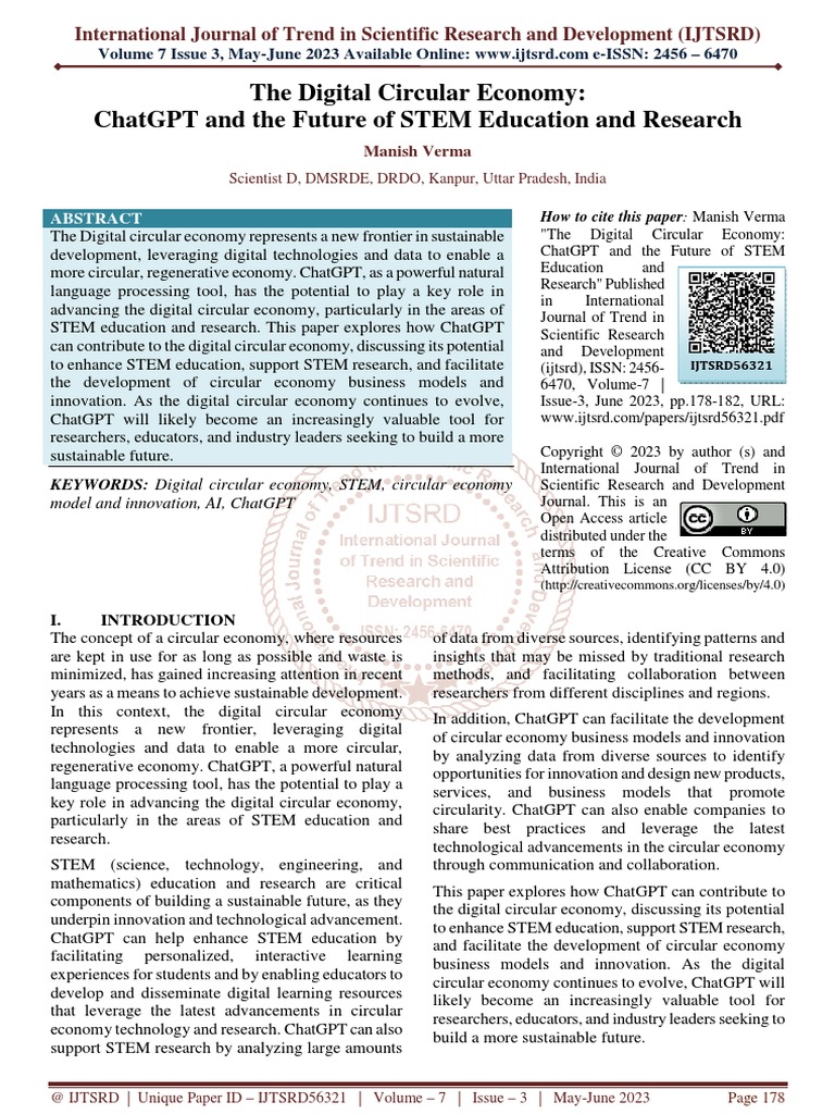 The Digital Circular Economy ChatGPT and The Future of STEM Education ...
