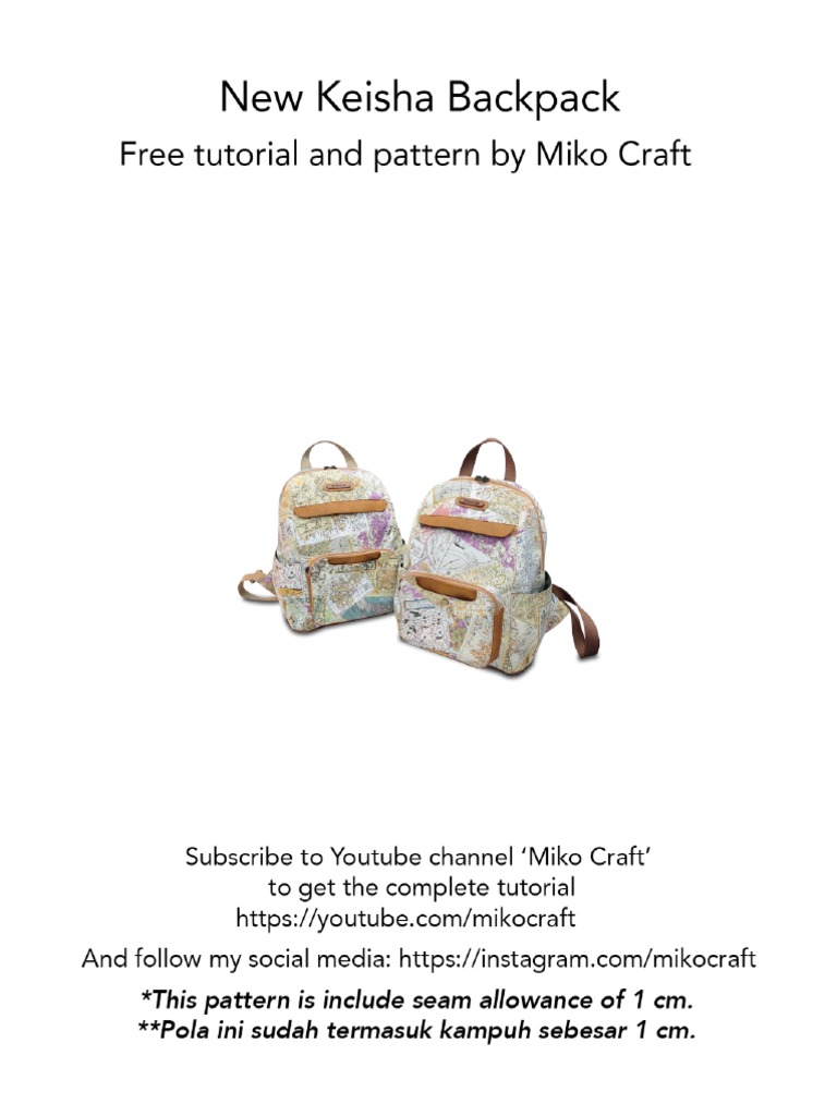 New Keisha Backpack - Free Pattern and Tutorial by Miko Craft | PDF