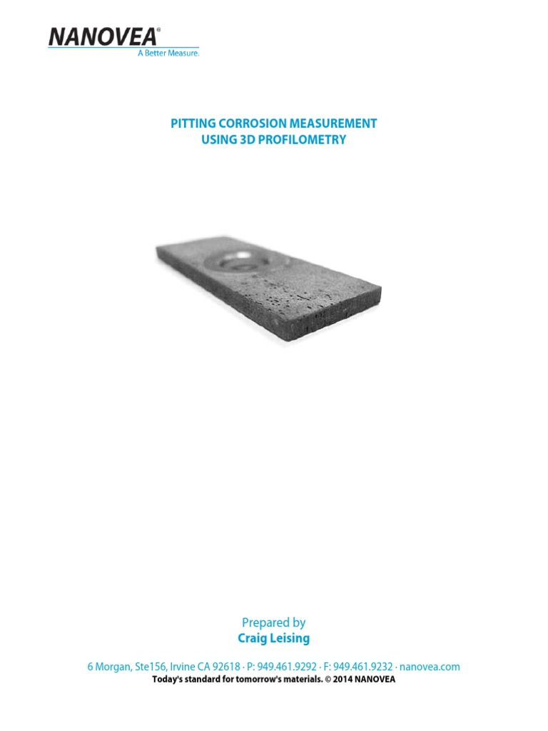3D Profilometry for Pitting Corrosion Analysis | PDF | Wavelength ...