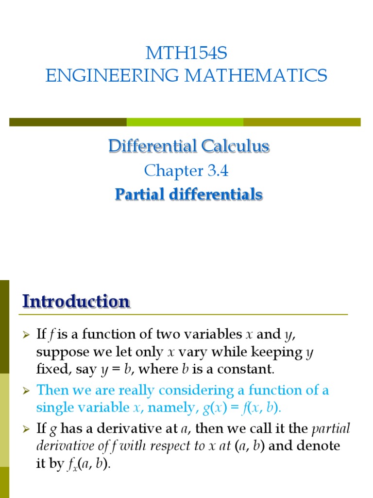 Lecture 3.4 Partial Differentials PDF Derivative Function