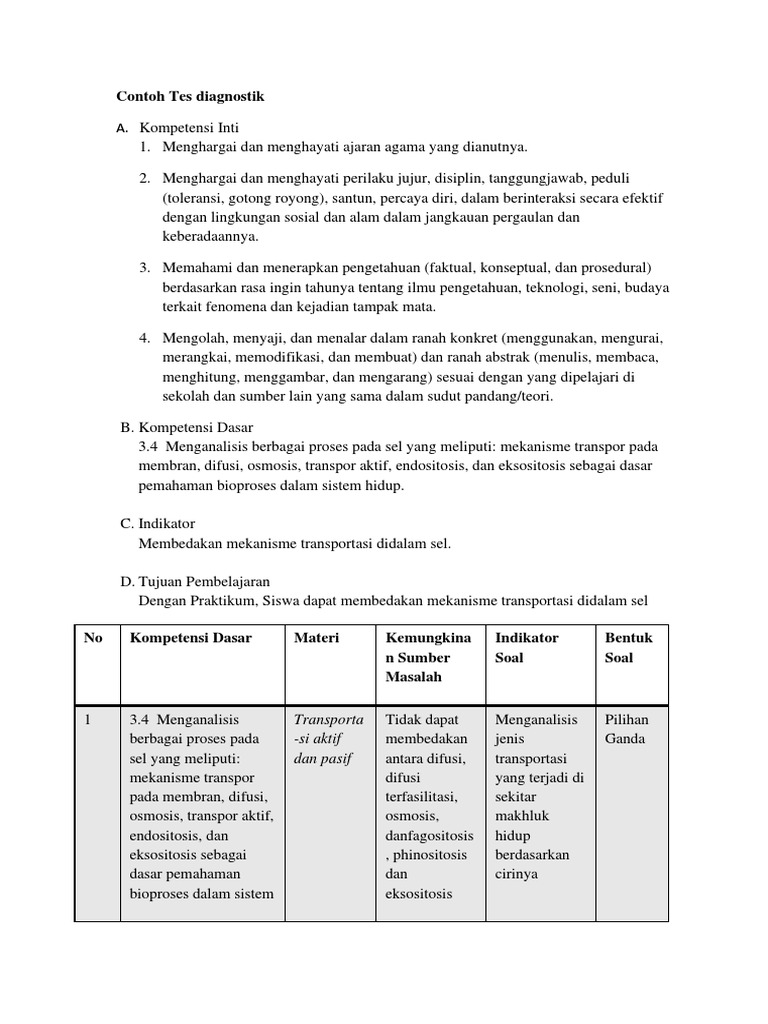 Tes Diagnostik Biologi Siswa | PDF