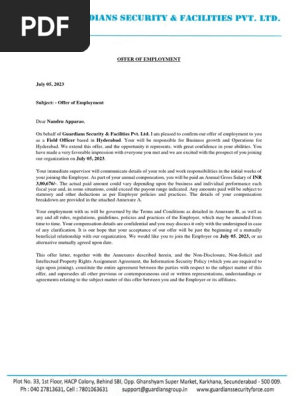 Letter of Employment- Nandru Apparao