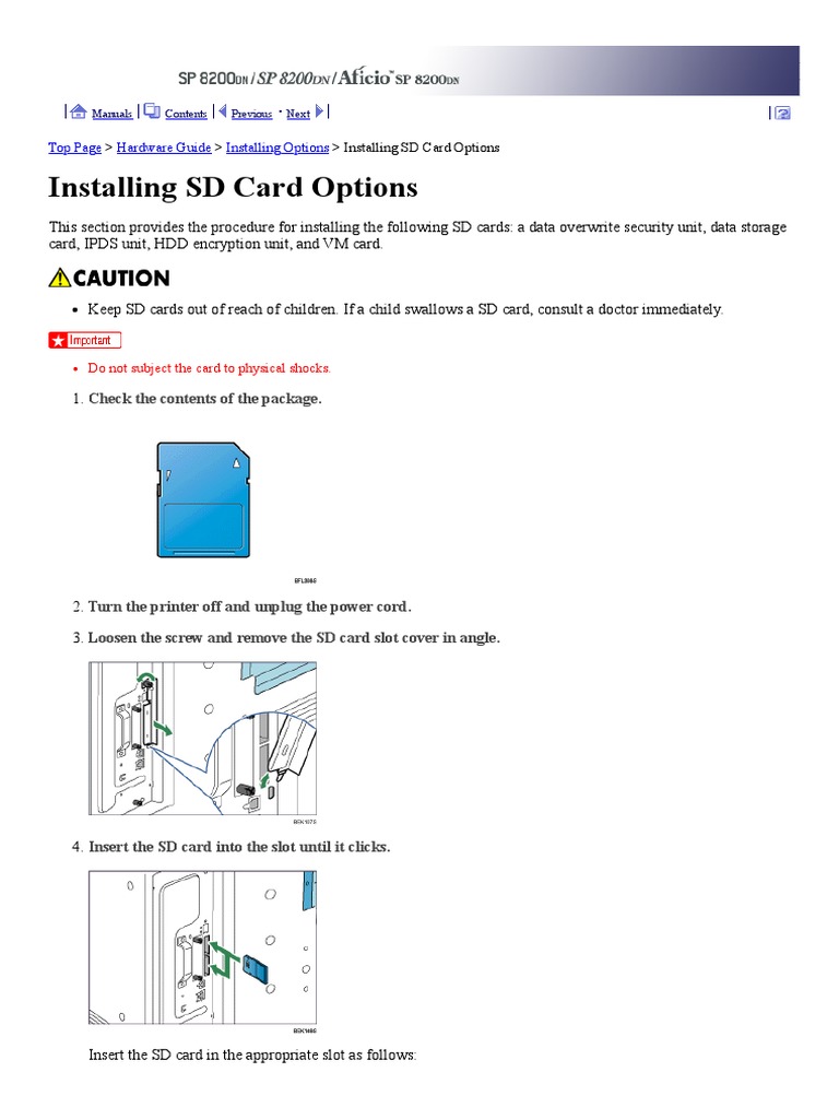 Installing SD Card Options PDF