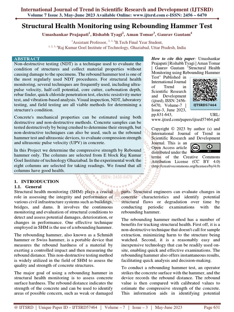 Structural Health Monitoring Using Rebounding Hammer Test | PDF - Done Structural Hang Hammer, Omni