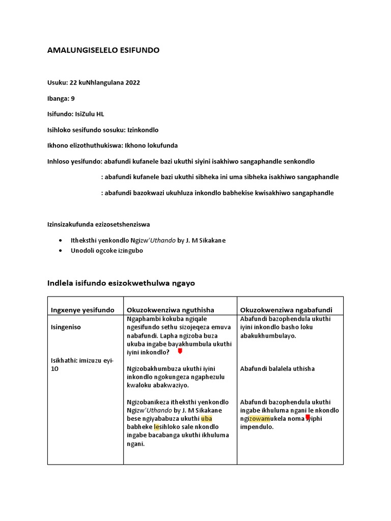 Isizulu Lesson Plan Grade 5 Term 1 Pdf Download Term 2