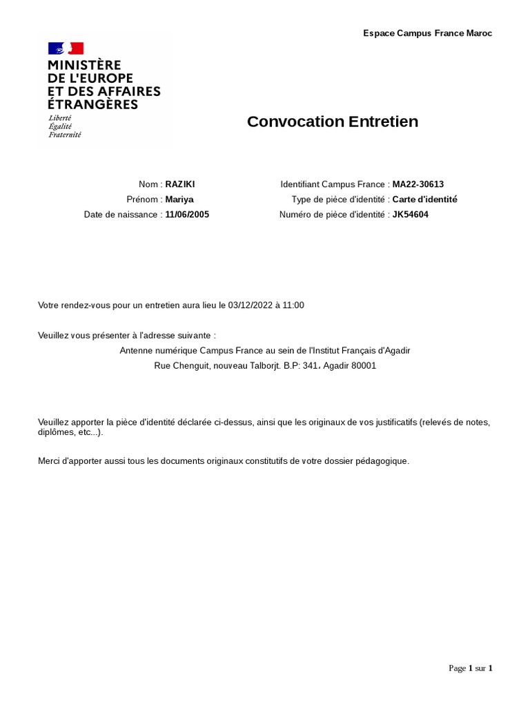 Convocation Entretien PDF