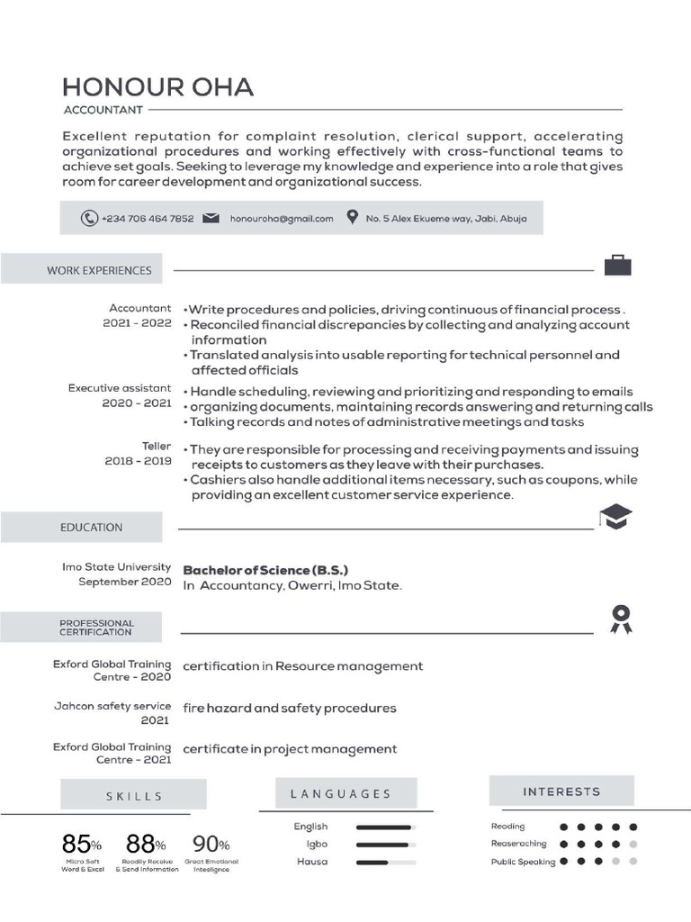 Honour Resume PDF - 1694347266