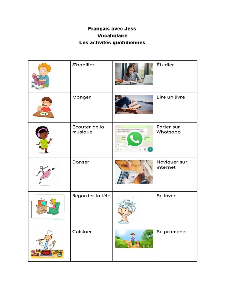 Activités Quotidiennes en Français | PDF