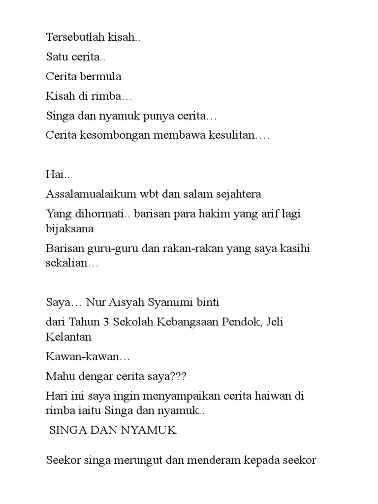 Skrip Singa Dan Nyamuk Pdf