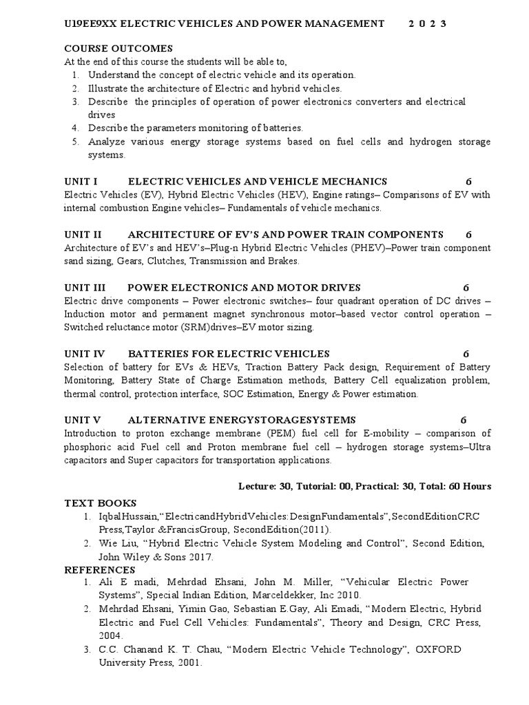 2electric Vehicles and Power Management PDF