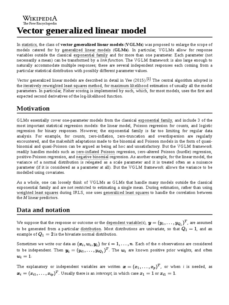 Vector Generalized Linear Model | PDF